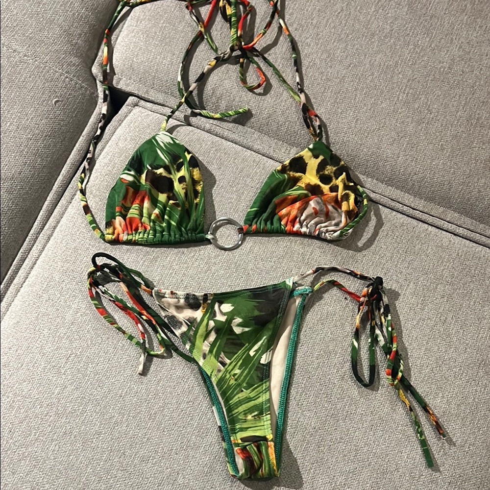 Tropical Print Bikini Set